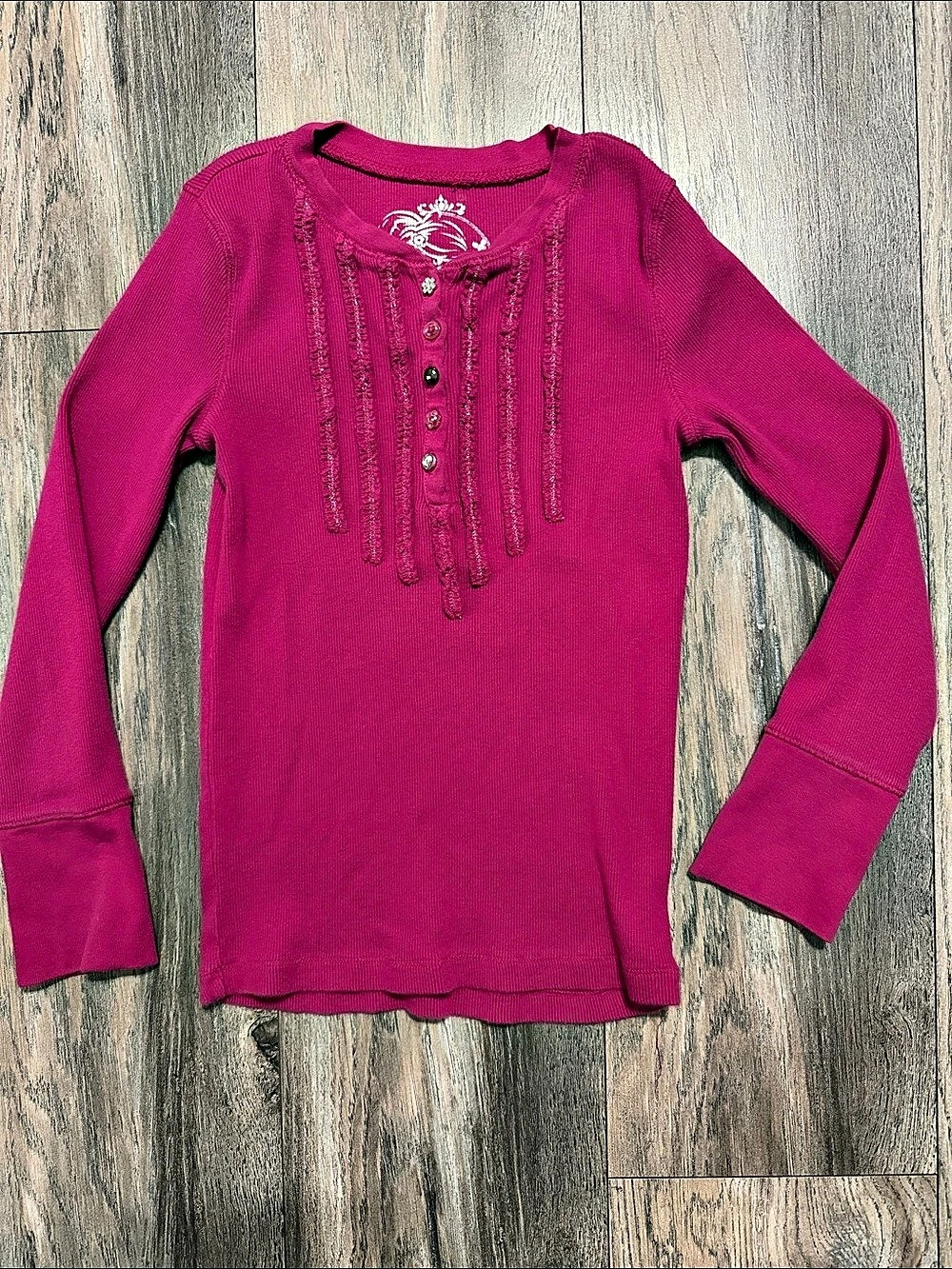 Place Cotton Embellished Long Sleeve Top in Pink
